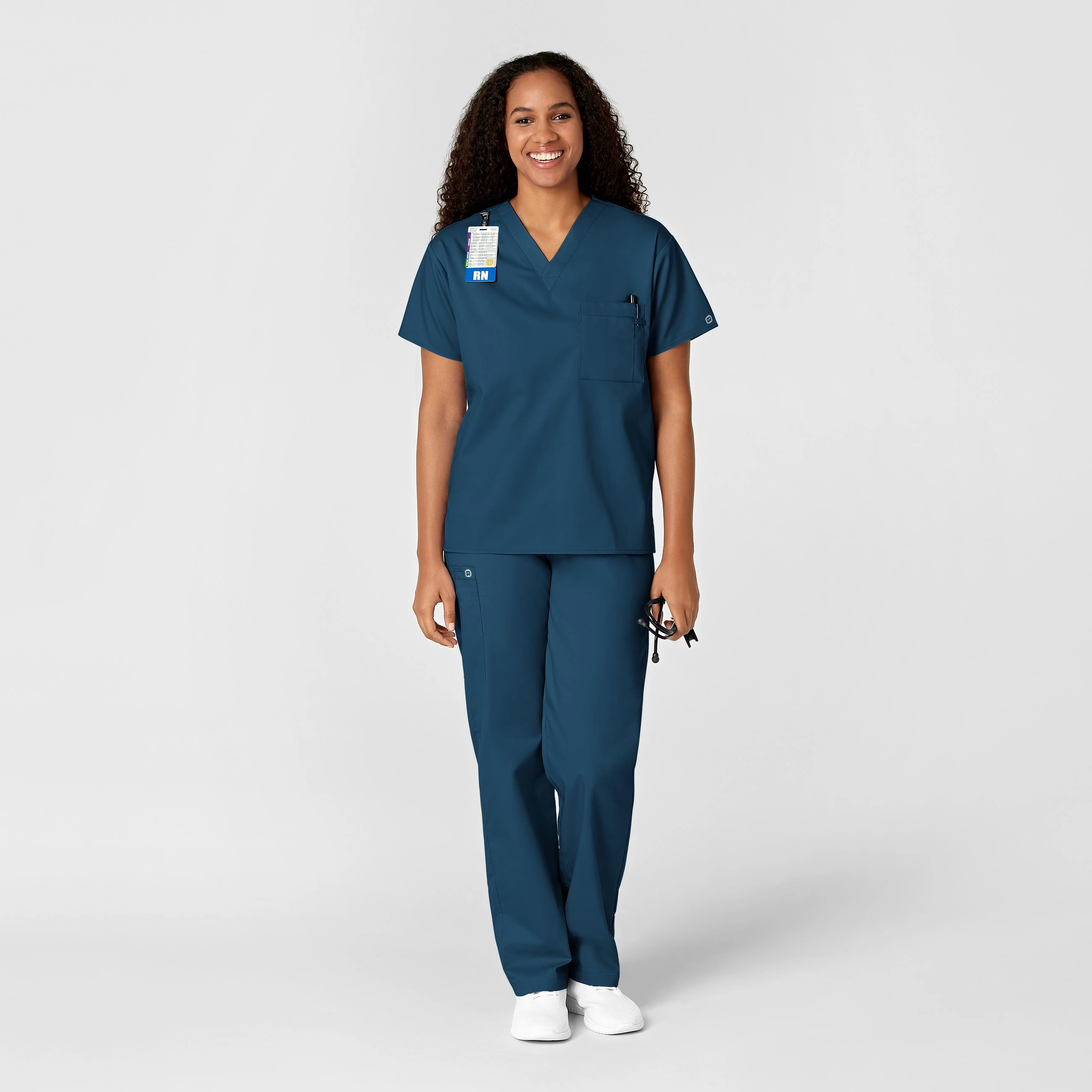 WonderWORK Unisex V-Neck Scrub Top - Caribbean