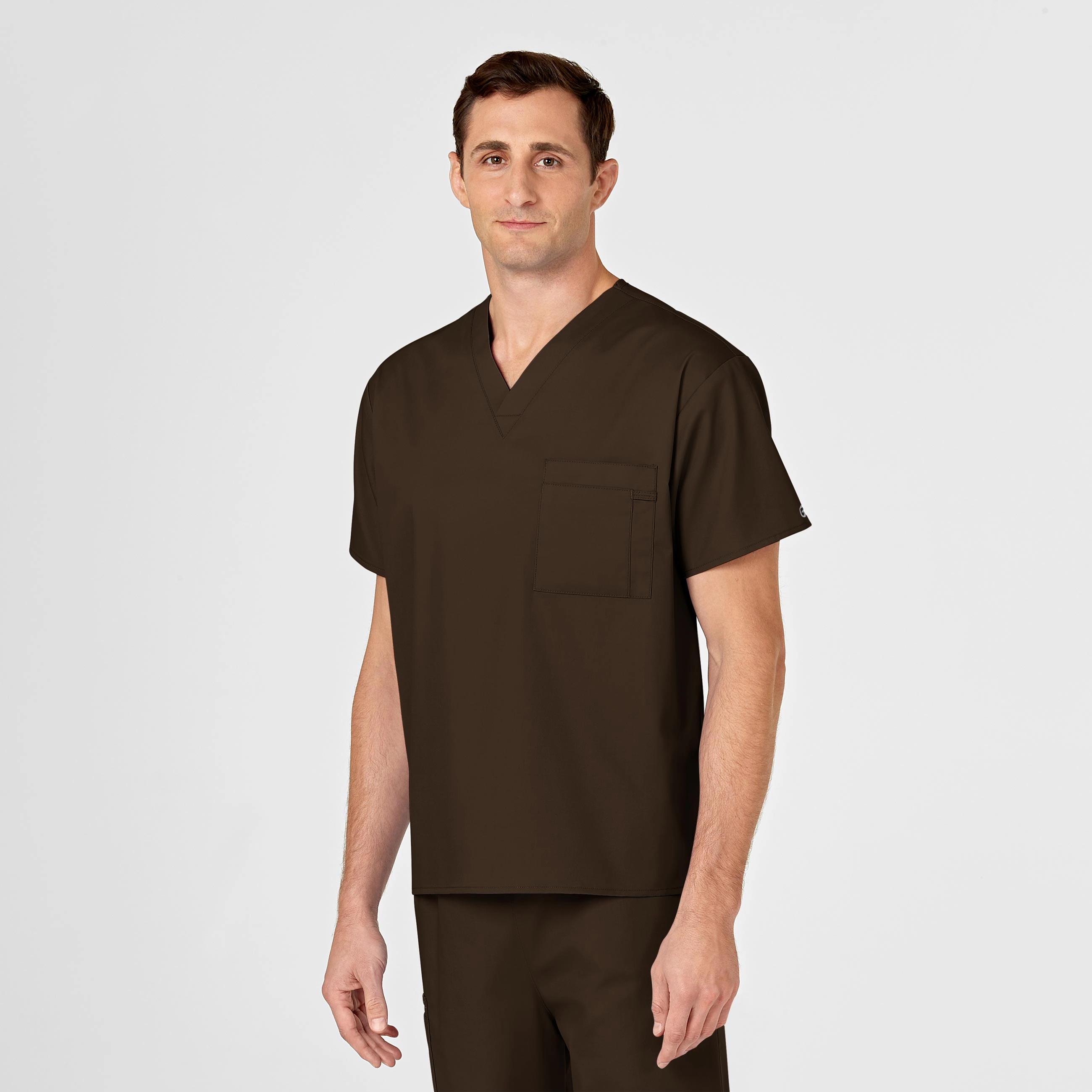 WonderWORK Unisex V-Neck Scrub Top - Chocolate