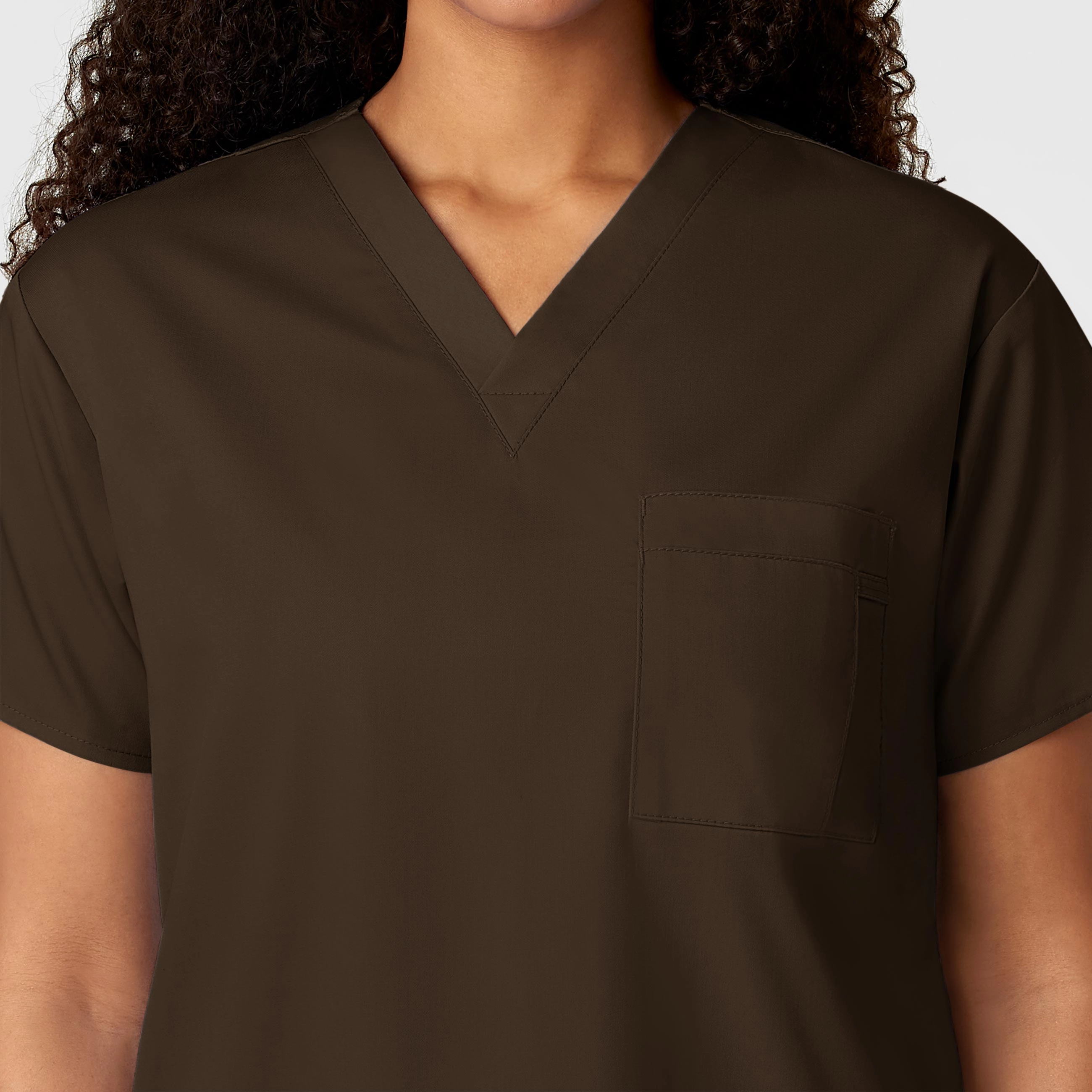 WonderWORK Unisex V-Neck Scrub Top - Chocolate