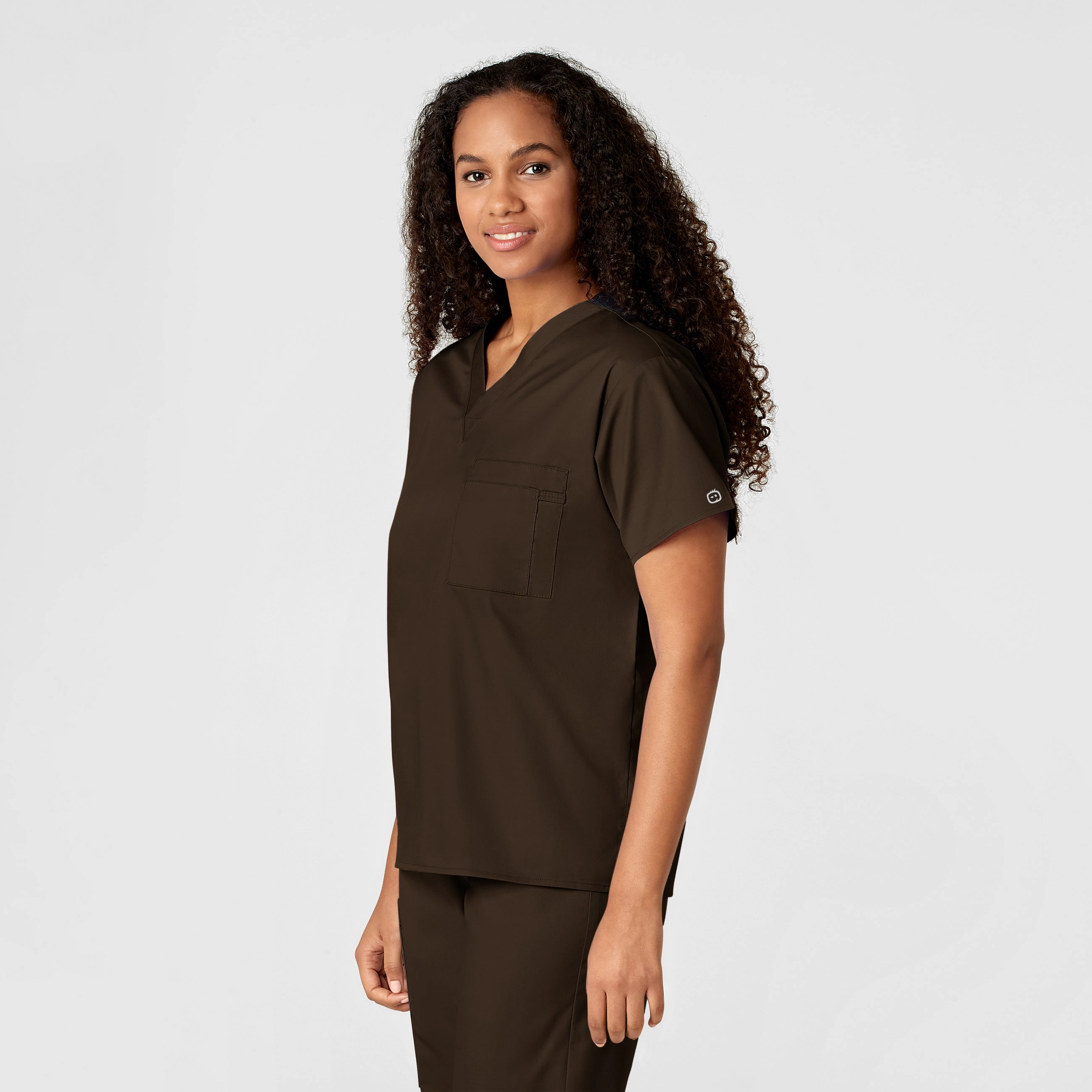 WonderWORK Unisex V-Neck Scrub Top - Chocolate