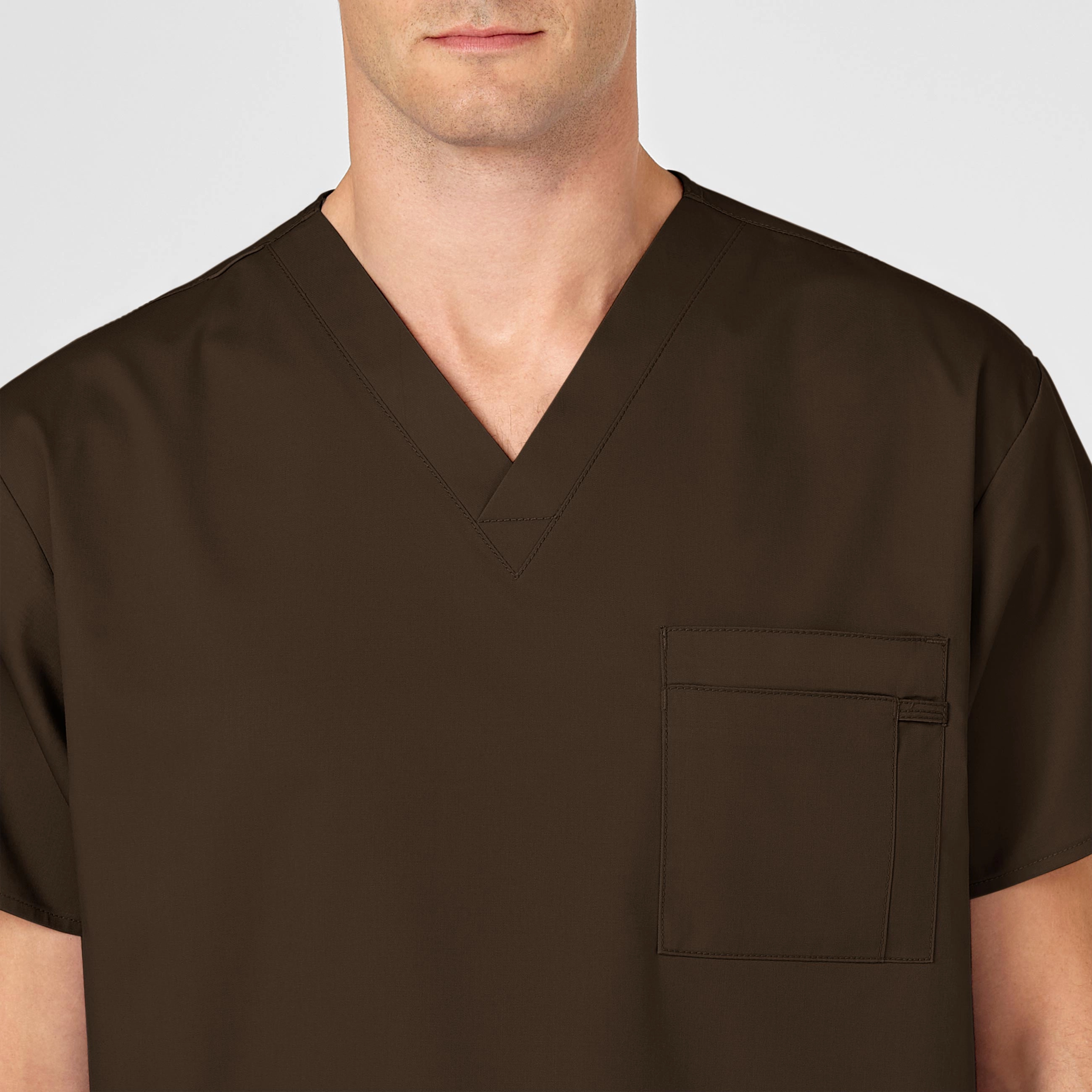 WonderWORK Unisex V-Neck Scrub Top - Chocolate