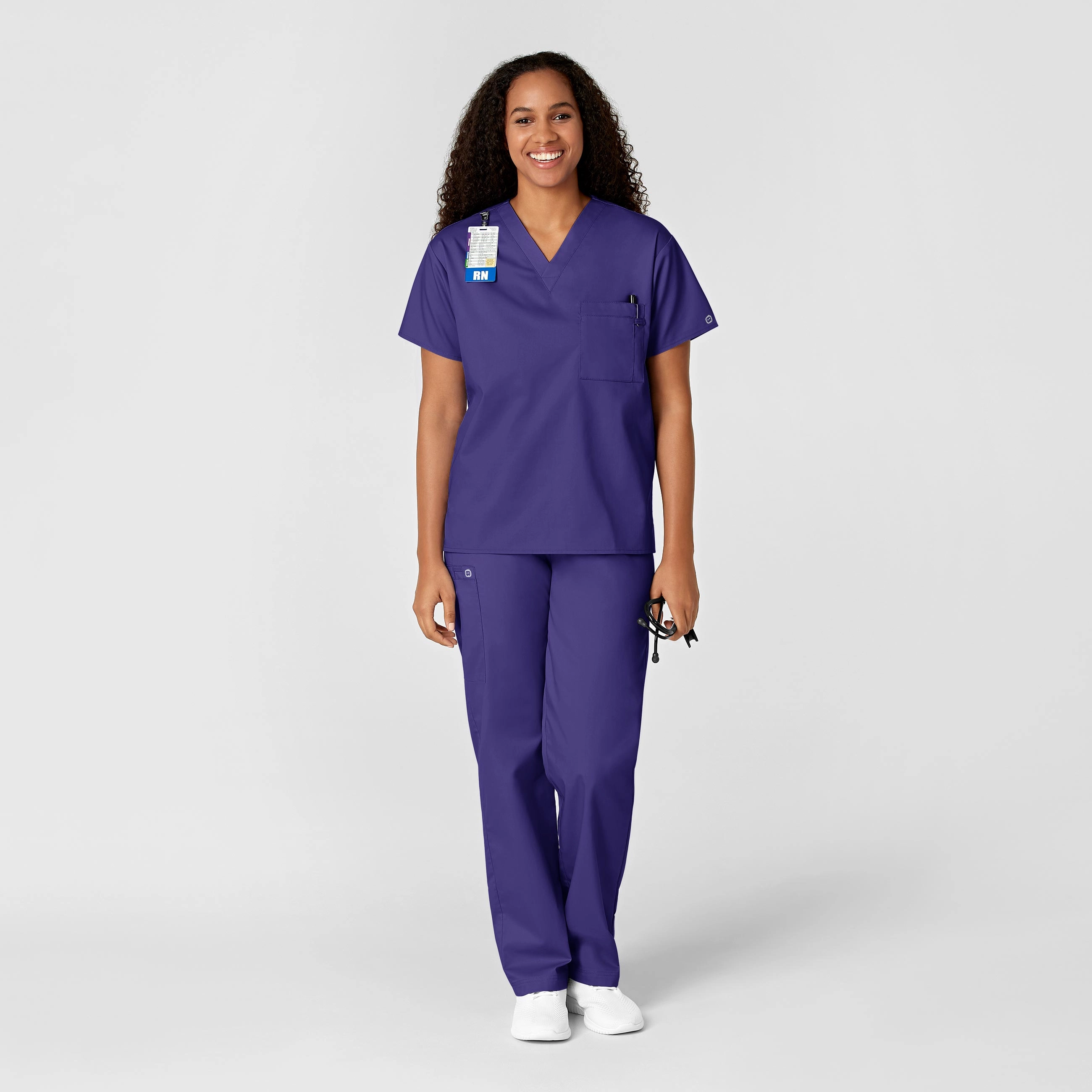 WonderWORK Unisex V-Neck Scrub Top - Grape