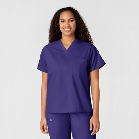 WonderWORK Unisex V-Neck Scrub Top - Grape