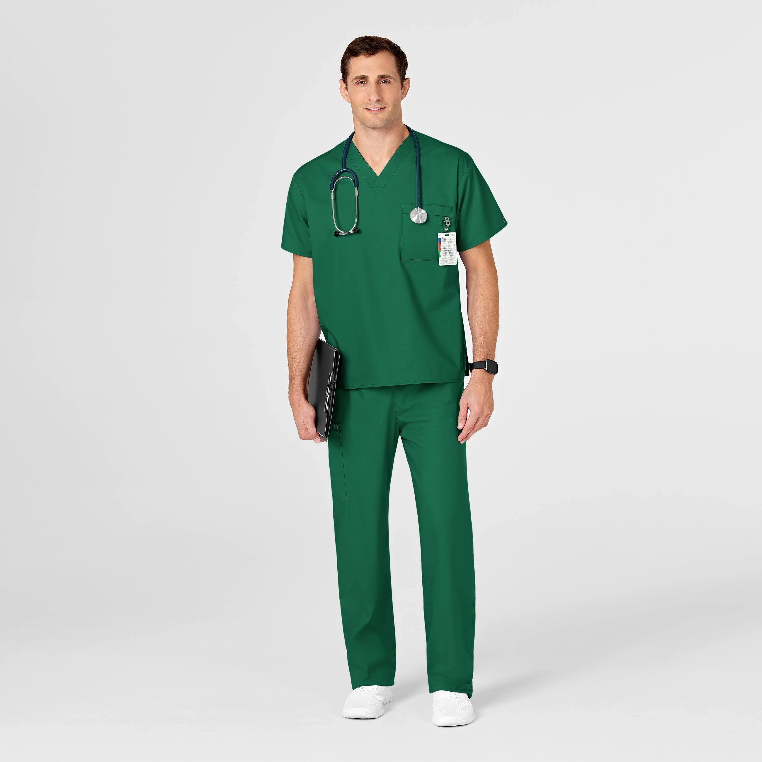 WonderWORK Unisex V-Neck Scrub Top - Hunter