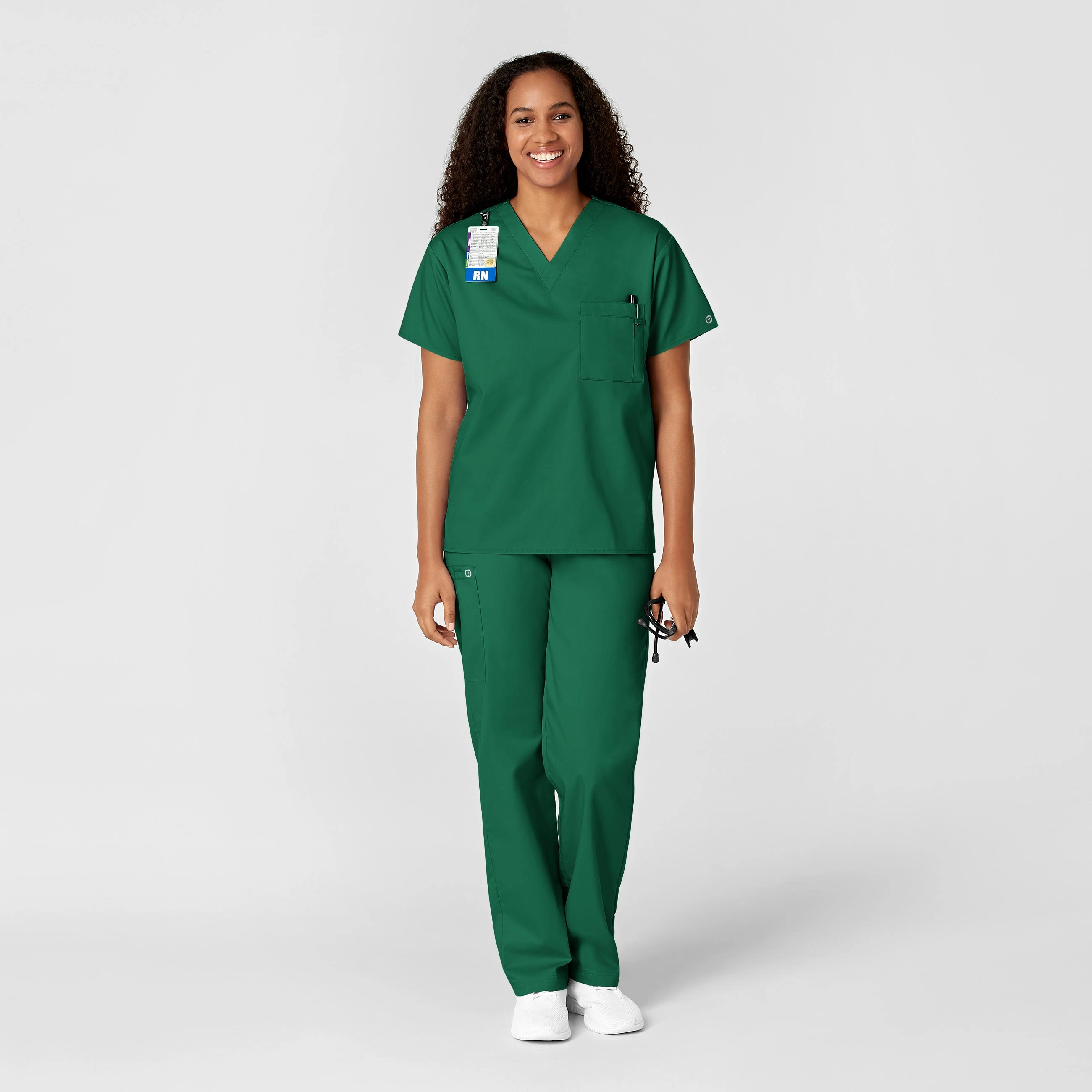 WonderWORK Unisex V-Neck Scrub Top - Hunter