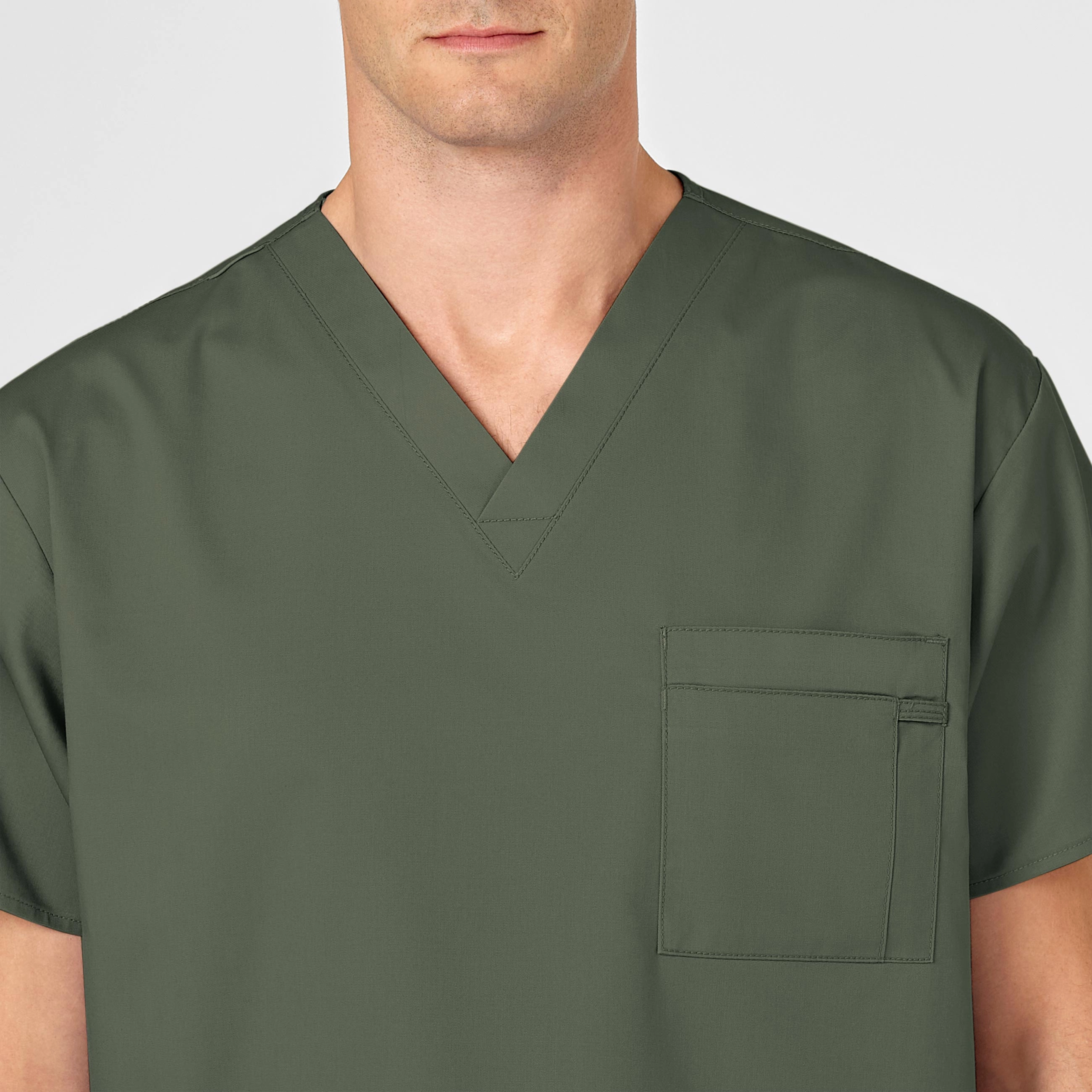 WonderWORK Unisex V-Neck Scrub Top - Olive