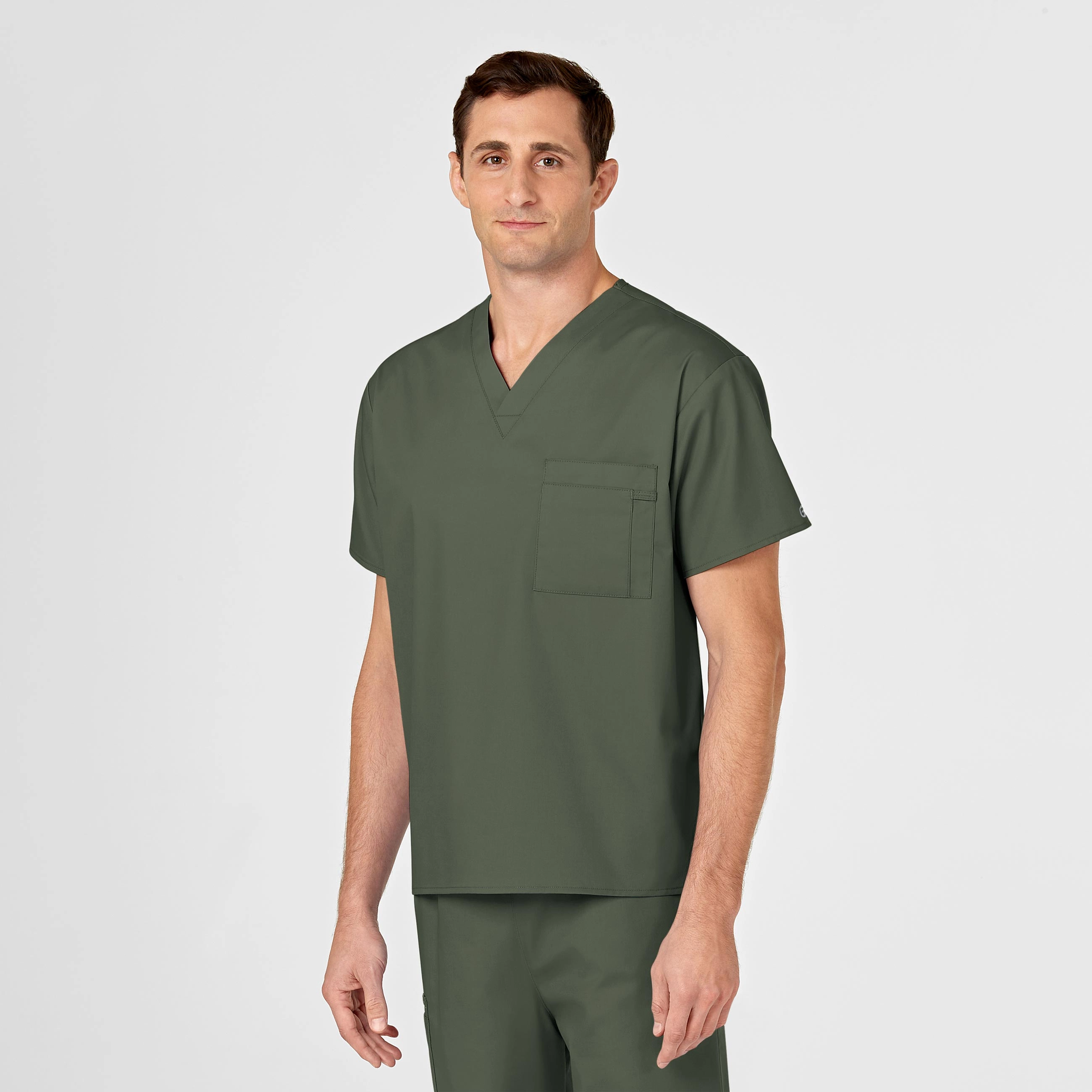 WonderWORK Unisex V-Neck Scrub Top - Olive