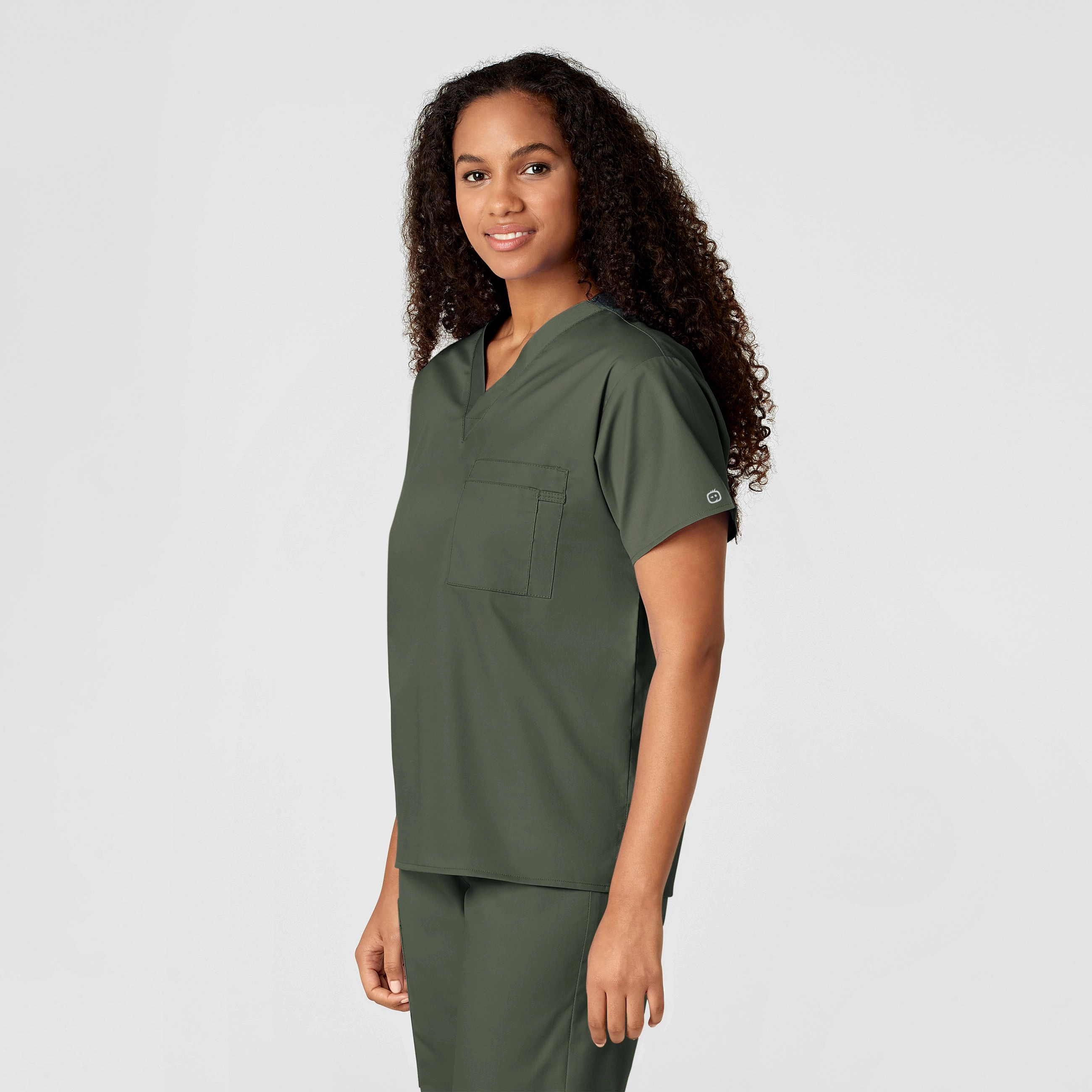 WonderWORK Unisex V-Neck Scrub Top - Olive