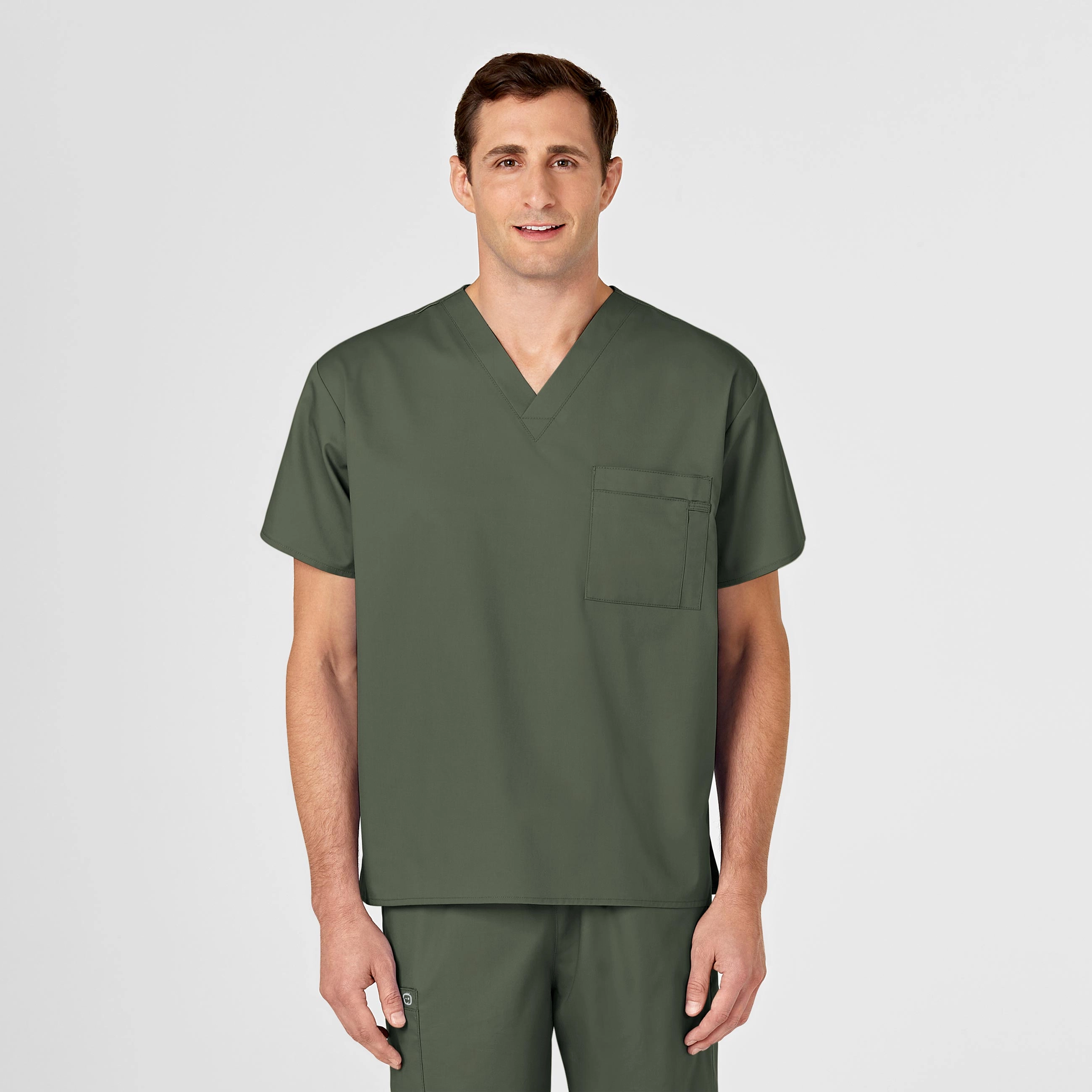 WonderWORK Unisex V-Neck Scrub Top - Olive