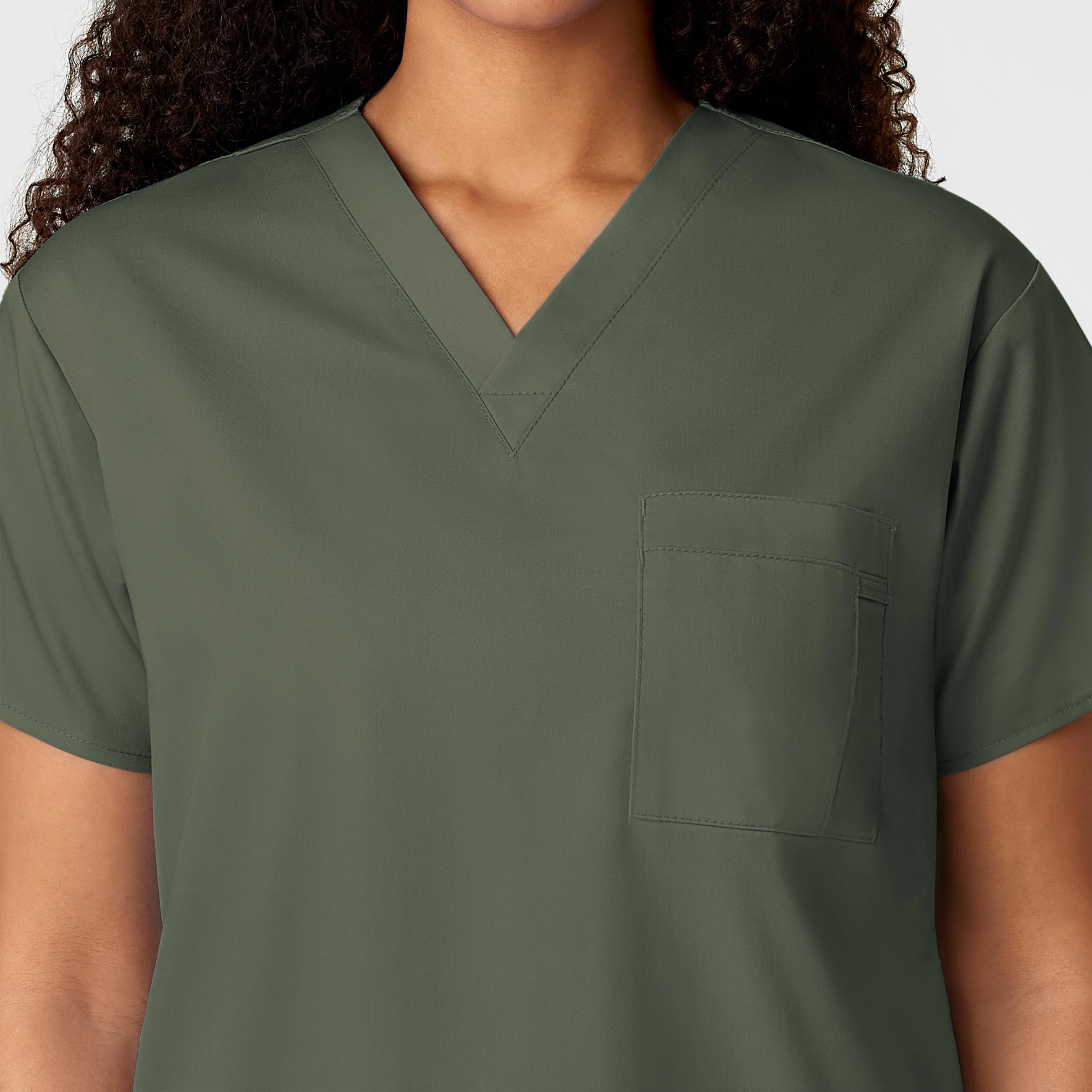 WonderWORK Unisex V-Neck Scrub Top - Olive