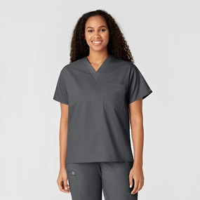 WonderWORK Unisex V-Neck Scrub Top - Pewter