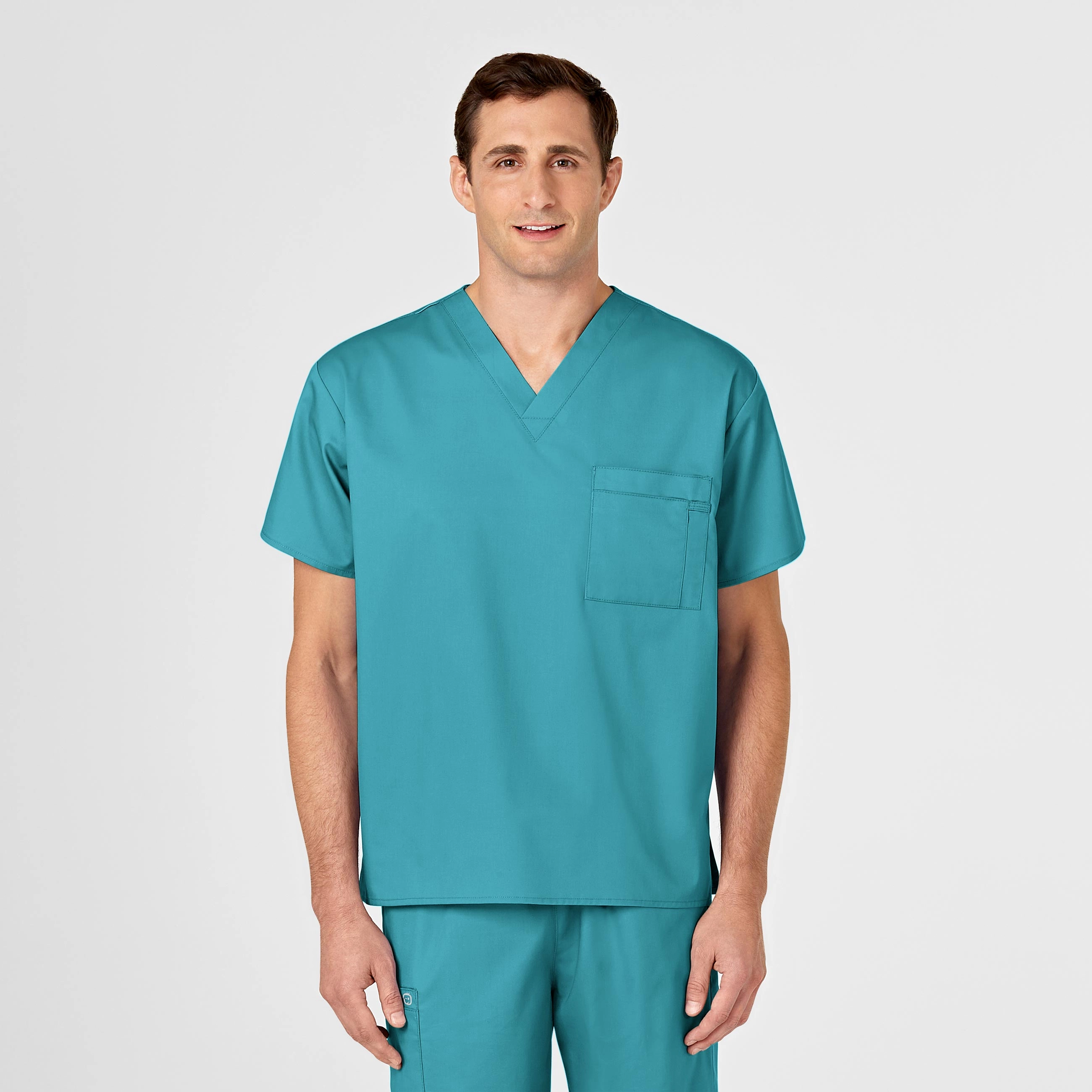 WonderWORK Unisex V-Neck Scrub Top - Teal Blue