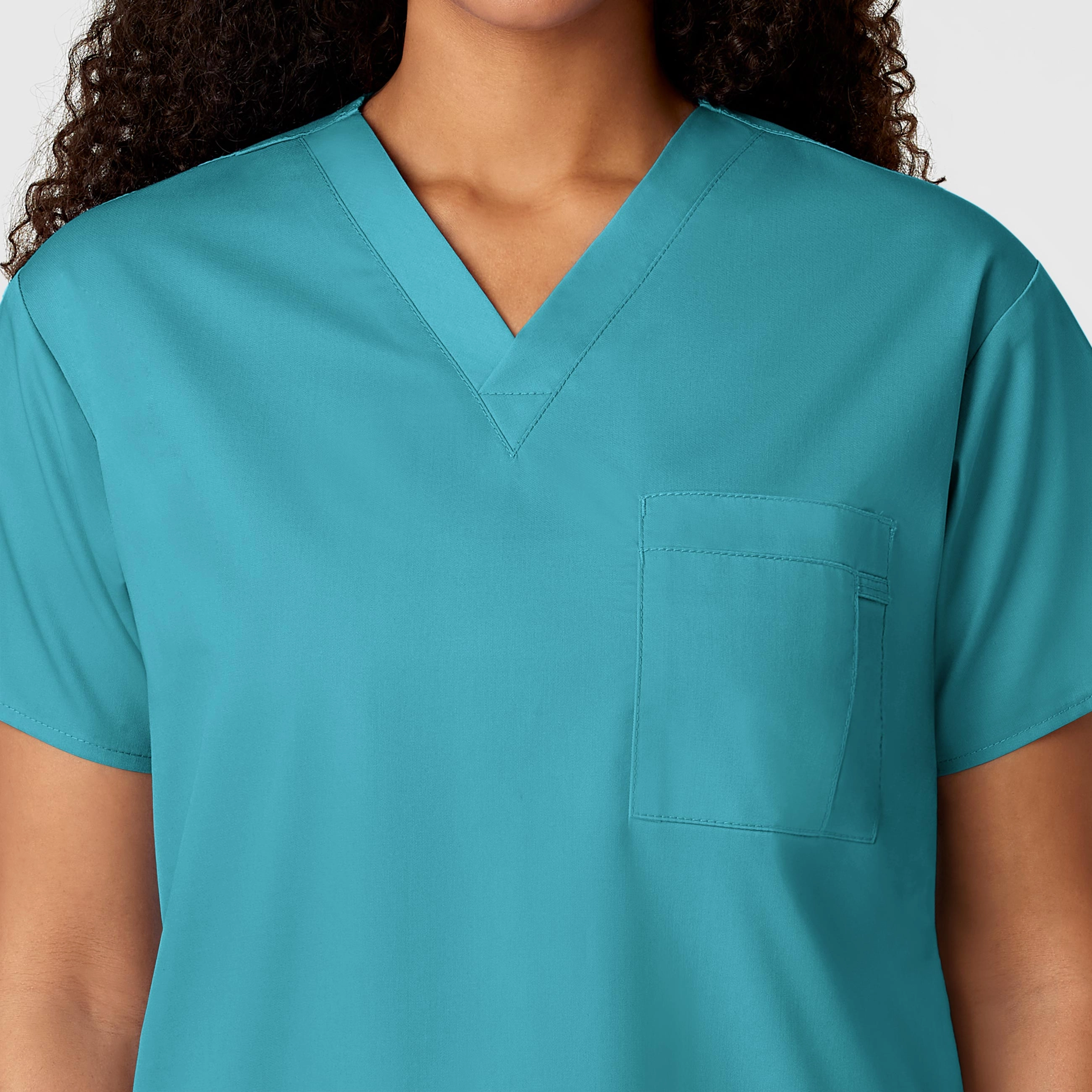 WonderWORK Unisex V-Neck Scrub Top - Teal Blue