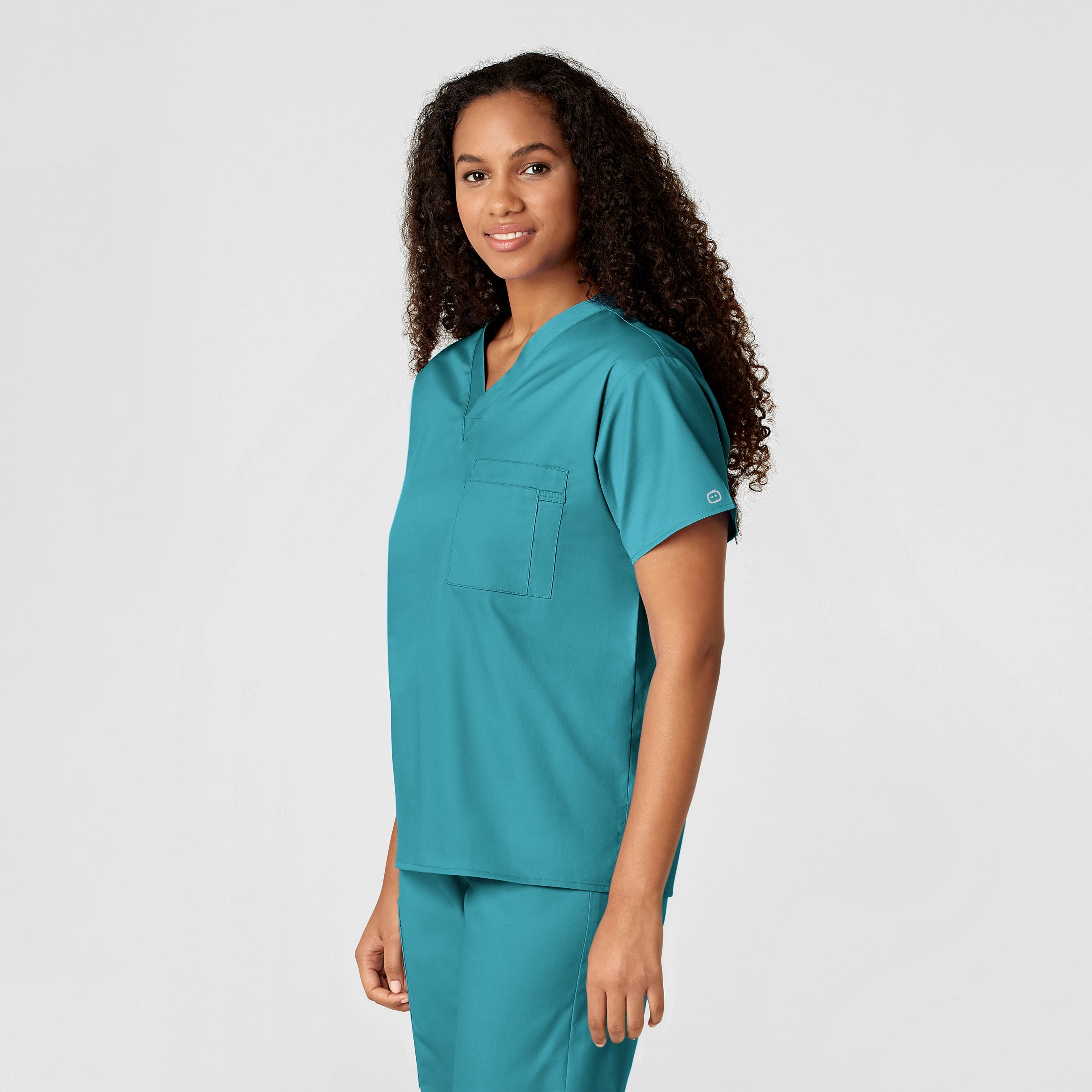 WonderWORK Unisex V-Neck Scrub Top - Teal Blue