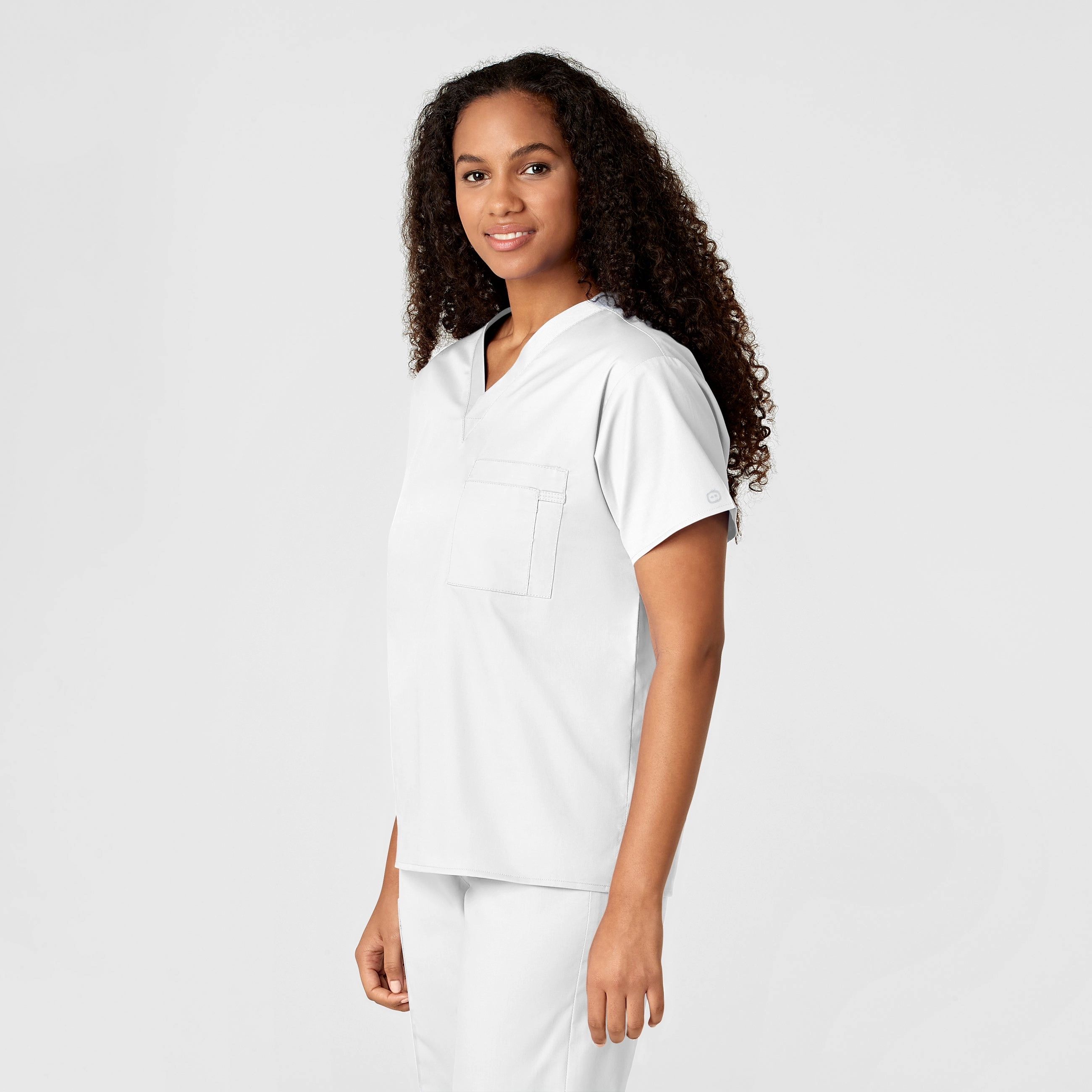 WonderWORK Unisex V-Neck Scrub Top - White