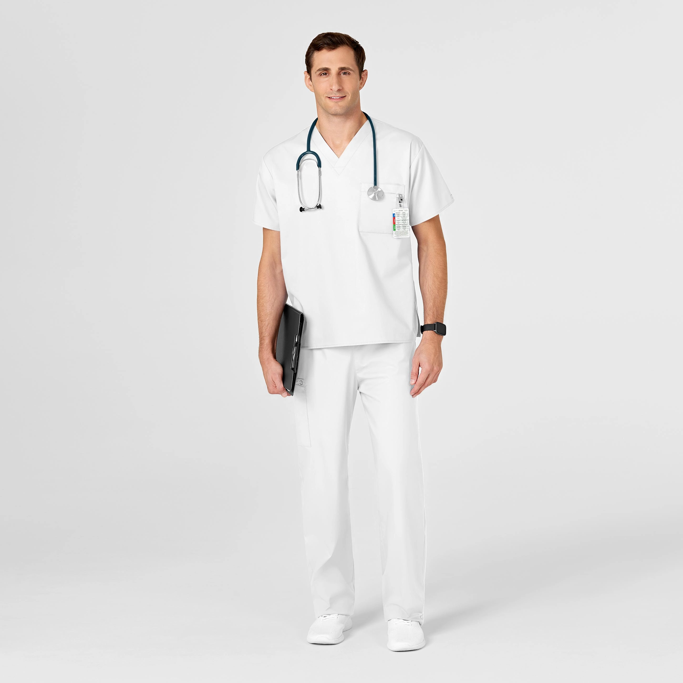 WonderWORK Unisex V-Neck Scrub Top - White
