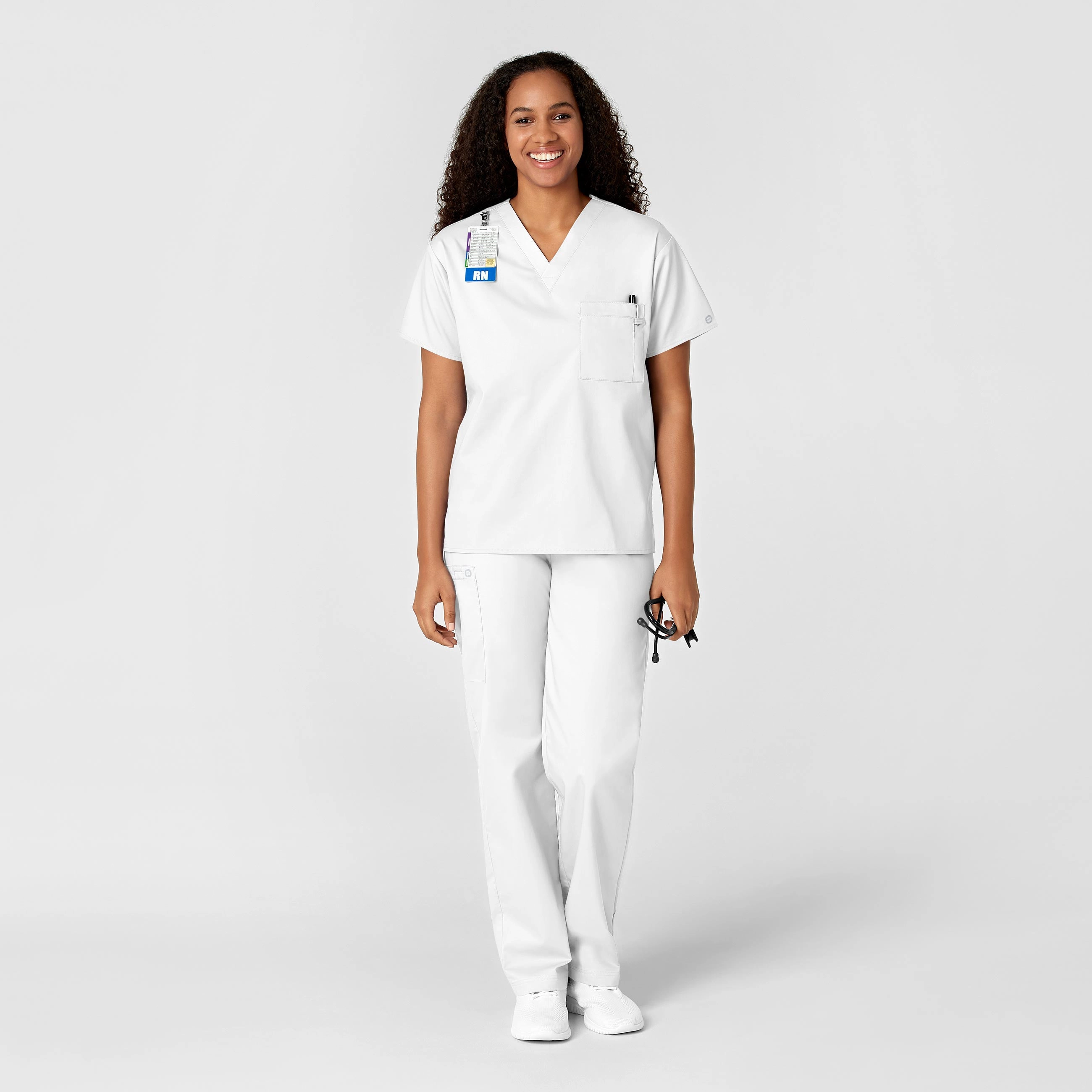 WonderWORK Unisex V-Neck Scrub Top - White