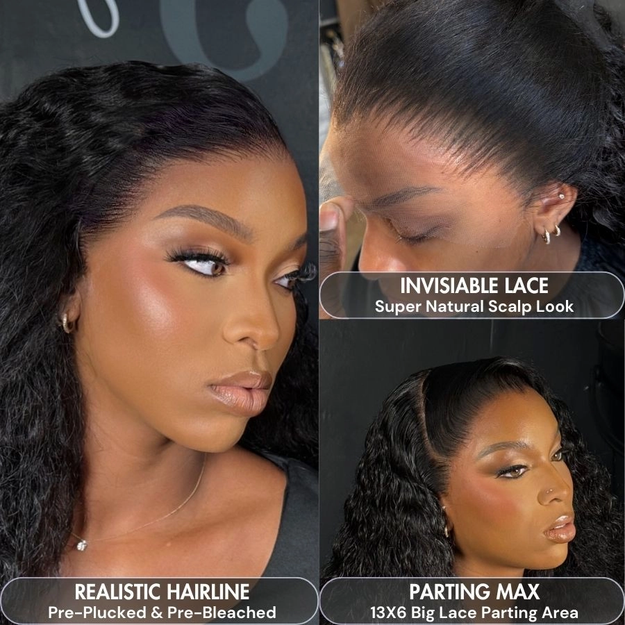 WOWANGEL Water Wave 13x6 Skinlike Real HD Lace Front Wig Glueless Clean Hairline