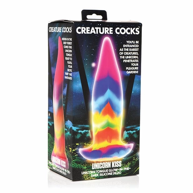 XR - Creature Cocks Glow in the Dark Unicorn Kiss Silicone Tongue Dildo 8.4" (Rainbow)