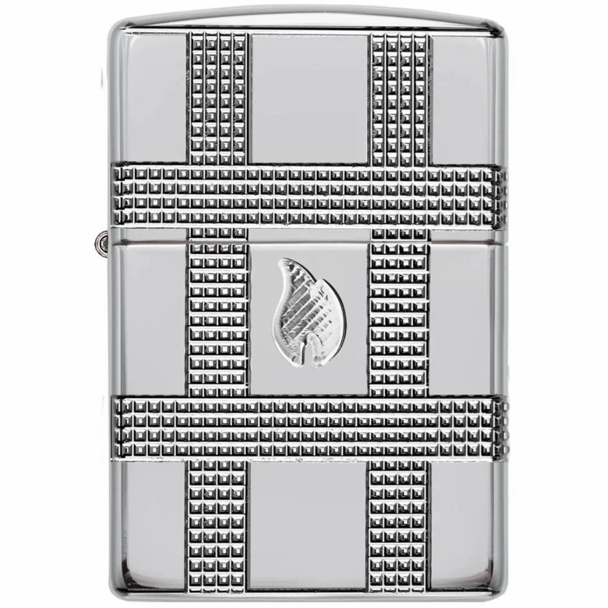 Zippo Pocket Lighter - Geometric Design Metal High Polished Chrome Finish | 49079